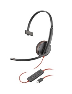 AURICULAR + MICROFONO POLY BLACKWIRE 3210 MONOAURAL USB-C + ADAPTADOR USB-A