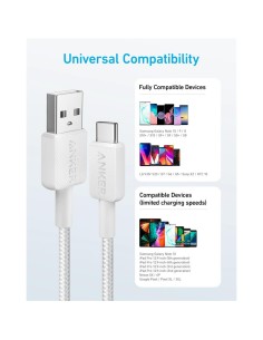 CABLE ANKER 322 USB-A TO USB-C TRENZADO 1.8M 45W WHITE 2