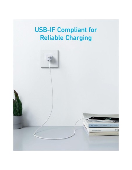 CABLE ANKER 322 USB-A TO USB-C TRENZADO 1.8M 45W WHITE