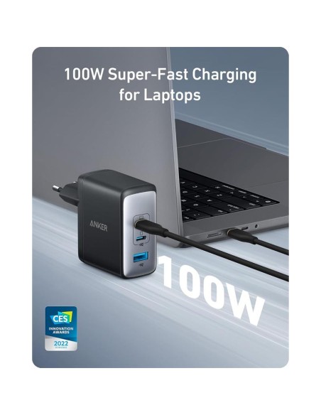 CARGADOR ANKER 736 NANO II 100W FAST CHARGE 3XUSB-C 1X45W+1X30W+1X18W BK