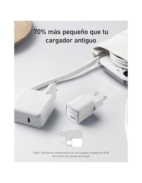 CARGADOR ANKER 511 NANO 3 30W 20V FAST CHARGE USB-C WHITE