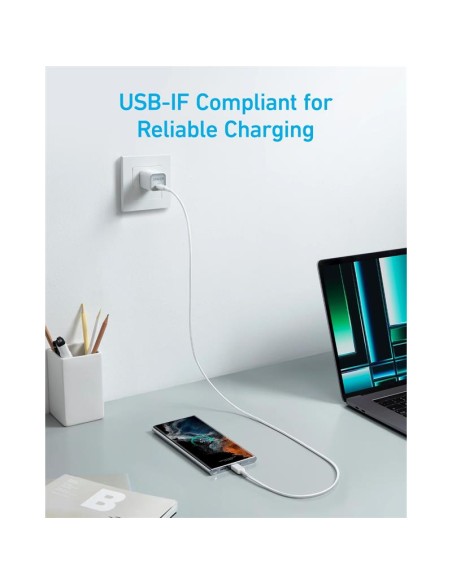 CABLE ANKER 322 USB-C TRENZADO 0.9M 60W WHITE