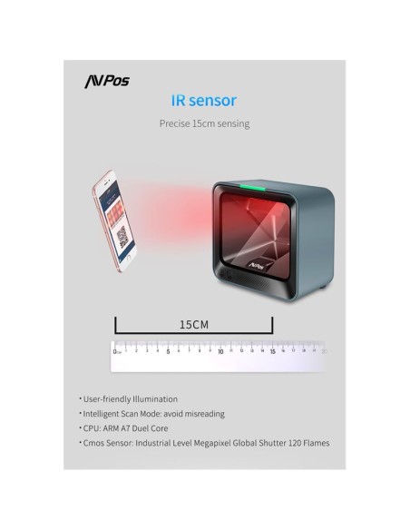 LECTOR CODIGOS AVPOS BP760 OMNIDIRECCIONAL SOBREMESA USB 1D +2D + QR