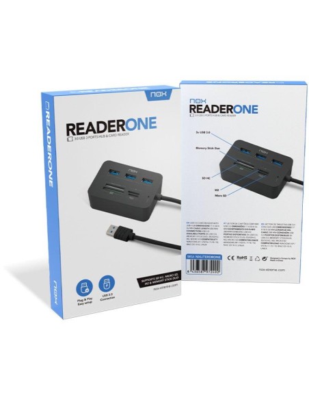LECTOR DE TARJETAS NOX + HUB USB 3
