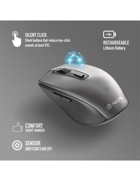 TECLADO + RATON NGS ECLIPSE SLIM SILENT WIRELESS BT MULTI RECARGABLE GREY