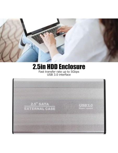 CAJA EXTERNA ONEWAY HDD 2.5 SATA USB 3.0 SILVER