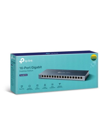SWITCH TP-LINK 16 PUERTOS GIGABIT TL-SG1016P POE+ METALICA