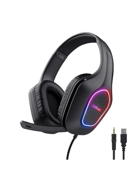 AURICULARES + MICROFONO TRUST GAMING GXT 416 ZIROX HEADSET RGB BLACK