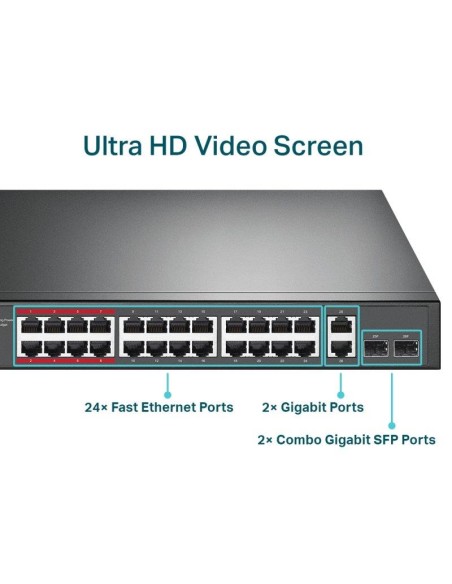 SWITCH TP-LINK GIGABIT 24 PUERTOS + 2 POE+ TL-SL1226P