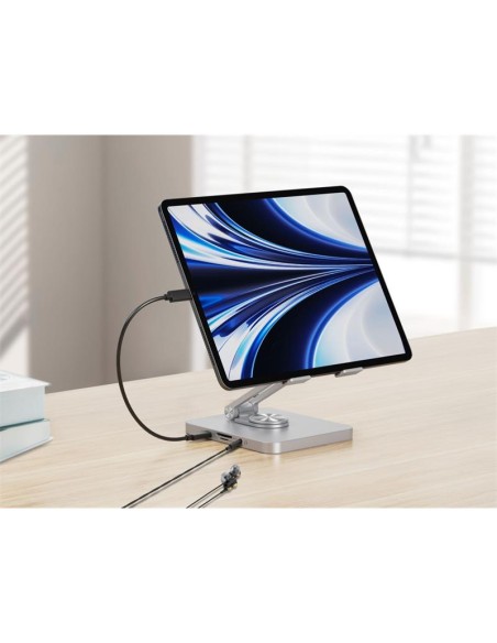 SOPORTE + DOCK USB-C CONCEPTRONIC HDMI USB-C PD 100W USB MICROSD SILVER