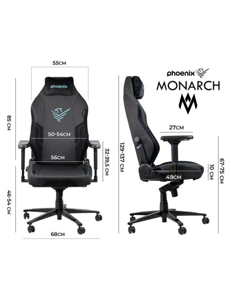 SILLA GAMING PHOENIX TELA MONARCH TALLA R BLACK/BLUE