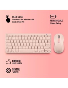 TECLADO + RATON NGS FANTASY KIT WIRELESS PINK 2