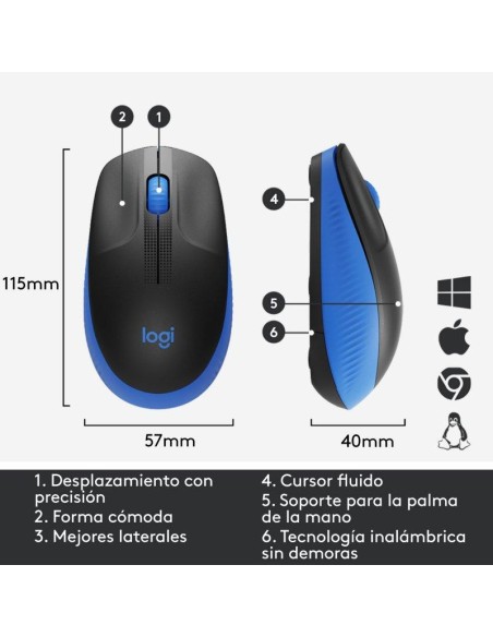 RATON LOGITECH M190 WIRELESS BLUE