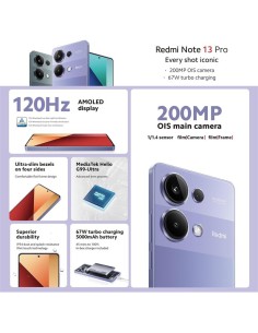 SMARTPHONE XIAOMI REDMI NOTE 13 PRO 6.67 FHD+ 8GB/256GB/200MP/NFC/4G GREEN 2