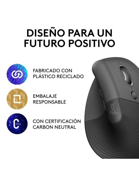 RATON LOGITECH LIFT VERTICAL WIRELESS ERGONOMIC 4000DPI 6 BOTONES BLACK