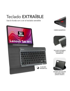FUNDA + TECLADO SUBBLIM KEYTAB PRO BT PARA TAB LENOVO M11 BLACK