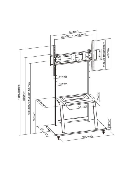 SOPORTE TV MONITOR AISENS SUELO CON RUEDAS 37-100 150KG BLACK/SILVER