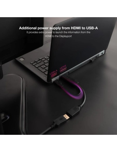 CABLE CONVERSOR NANOCABLE HDMI A DISPLAYPORT 20CM BLACK
