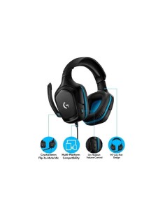 AURICULARES + MICROFONO LOGITECH GAMING G432 USB  DTS 7.1 BLACK/BLUE 2