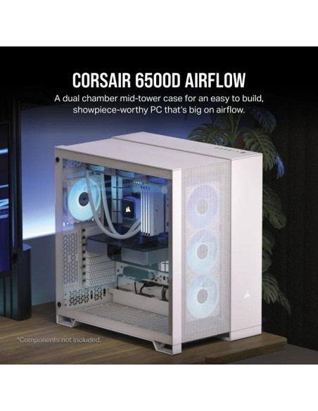 CAJA ORDENADOR GAMING CORSAIR 6500D AIRFLOW CRISTAL TEMPLADO WHITE