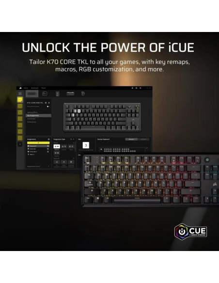 TECLADO GAMING CORSAIR K70 CORE TKL-MLX RGB USB BLACK