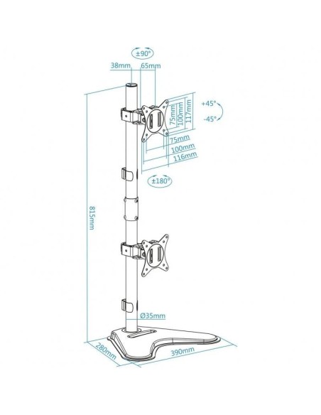 SOPORTE DE SOBREMESA MONITOR TOOQ 17-32 9KG 2 BRAZOS VERTICAL GIRA/INCLI